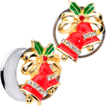 Load image into Gallery viewer, Clear Gem Holiday Bells Christmas Double Flare Plug Set
