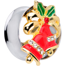 Load image into Gallery viewer, Clear Gem Holiday Bells Christmas Double Flare Plug Set
