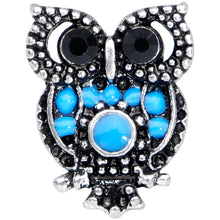 Load image into Gallery viewer, 16G 1/4 Black Gem Ornate Blue Owl Cartilage Tragus Earring
