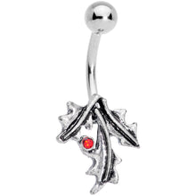 Load image into Gallery viewer, Red Gem Gold Tone Holly Berry Candy Cane Christmas Dangle Belly Ring Set of 3
