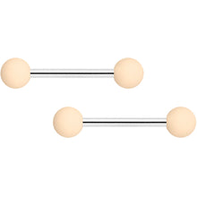 将图片加载到图库查看器，14G 9/16 Cream Peach Matte Barbell Nipple Ring Set of 4
