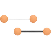 Load image into Gallery viewer, 14G 9/16 Tan White Matte Barbell Nipple Ring Set of 4
