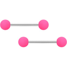 Load image into Gallery viewer, 14G 9/16 Hot Pink White Matte Barbell Nipple Ring Set of 4
