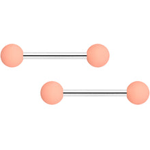 将图片加载到图库查看器，14G 9/16 Peach Matte Barbell Nipple Ring Set
