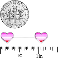 Load image into Gallery viewer, 14G 9/16 Lesbian Pride Heart Barbell Nipple Ring Set
