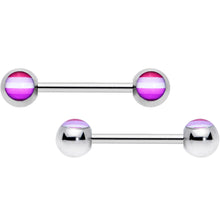 Load image into Gallery viewer, 14G 9/16 Front Facing Lesbian Pride Flag Barbell Nipple Ring Set
