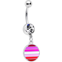 将图片加载到图库查看器，Clear Gem Lesbian Pride Flag Disc Dangle Belly Ring
