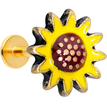 Load image into Gallery viewer, 16G 5/16 Gold Tone Sunny Sunflower Labret Monroe Tragus
