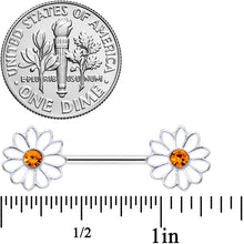 Load image into Gallery viewer, 14G 9/16 Yellow Gem White Daisy Flower Hippie Nipple Ring Set
