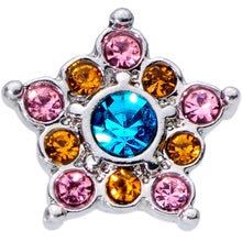 Load image into Gallery viewer, 16G 3/8 Pink Yellow Blue Gem Showy Star Labret Monroe Tragus
