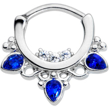 Load image into Gallery viewer, 16G 5/16 Clear Blue Gem Royalty Septum Clicker
