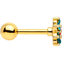 Load image into Gallery viewer, 16G 1/4 Green Red Gem Gold Tone Flower Christmas Cartilage Tragus
