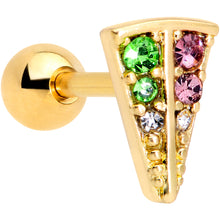 Load image into Gallery viewer, 16G 1/4 Pink Green Gem Gold Tone Triangle Cartilage Tragus Earring
