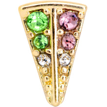 Load image into Gallery viewer, 16G 1/4 Pink Green Gem Gold Tone Triangle Cartilage Tragus Earring
