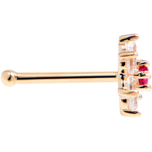 Load image into Gallery viewer, Solid 14K Yellow GOLD Fuchsia CZ FLOWER Nose Stud

