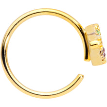 Load image into Gallery viewer, 18G 3/8 Pink Green Gem Gold Tone Triangle Nose Hoop
