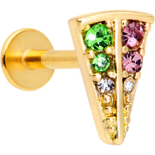 Load image into Gallery viewer, 16G 3/8 Pink Green Gem Gold Tone Triangle Labret Monroe Tragus
