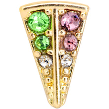 Load image into Gallery viewer, 16G 3/8 Pink Green Gem Gold Tone Triangle Labret Monroe Tragus
