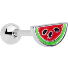 Load image into Gallery viewer, 16G 1/4 Red Green Juicy Watermelon Fruit Cartilage Tragus Earring
