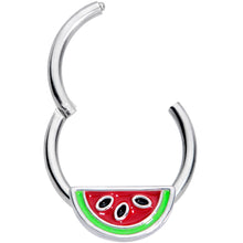 Load image into Gallery viewer, 16G 3/8  Red Green Juicy Watermelon Fruit Hinged Segment Ring
