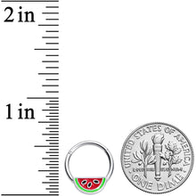 Load image into Gallery viewer, 16G 3/8  Red Green Juicy Watermelon Fruit Hinged Segment Ring
