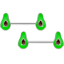 将图片加载到图库查看器，14G 9/16 Groovy Green Avocado Barbell Nipple Ring Set
