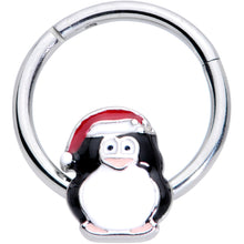 将图片加载到图库查看器，16G 3/8 Penguin Santa Hat Christmas Hinged Segment Ring
