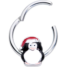 将图片加载到图库查看器，16G 3/8 Penguin Santa Hat Christmas Hinged Segment Ring
