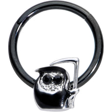 将图片加载到图库查看器，16G 3/8 Black Gem Grim Reaper Halloween Hinged Segment Ring

