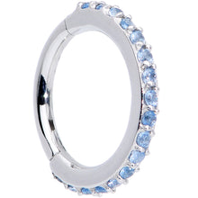 Load image into Gallery viewer, 16G 5/16 Aqua CZ Gem Stainless Steel Hinged Segment Ring
