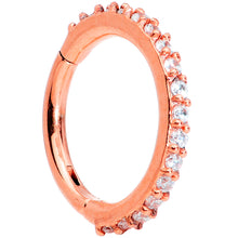 将图片加载到图库查看器，16G 5/16 Clear CZ Gem Rose Gold Tone Hinged Segment Ring
