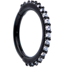 将图片加载到图库查看器，16G 5/16 Clear CZ Gem Black Plated Hinged Segment Ring
