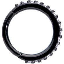 将图片加载到图库查看器，16G 5/16 Clear CZ Gem Black Plated Hinged Segment Ring

