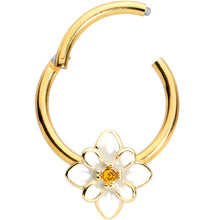 Load image into Gallery viewer, 16G 3/8 Yellow Gem Gold Tone Flower Septum Clicker
