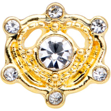 Load image into Gallery viewer, 16G 1/4 Clear Gem Gold Tone Open Heart Cartilage Tragus Earring
