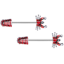 Load image into Gallery viewer, 14G 9/16 Stainless Steel Red Nautical Lobster Barbell Nipple Set
