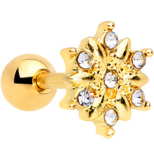 Load image into Gallery viewer, 16G 1/4 Clear Gem Gold Tone Finery Flower Cartilage Earring
