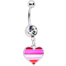 将图片加载到图库查看器，Clear Gem Lesbian Pride Heart Dangle Belly Ring
