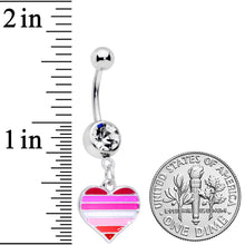 将图片加载到图库查看器，Clear Gem Lesbian Pride Heart Dangle Belly Ring
