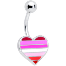 Load image into Gallery viewer, Red Pink White Lesbian Pride Heart Belly Ring
