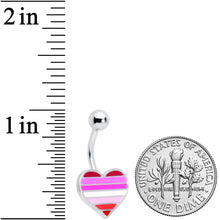 Load image into Gallery viewer, Red Pink White Lesbian Pride Heart Belly Ring
