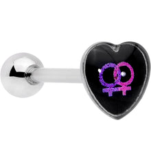Load image into Gallery viewer, Lesbian Love Heart Barbell Tongue Ring
