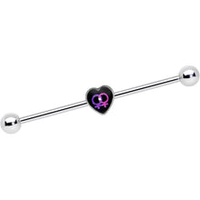 Load image into Gallery viewer, 14G Lesbian Love Heart Industrial Barbell 38mm

