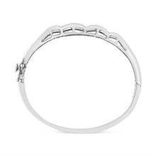 Load image into Gallery viewer, 14K White Gold 3 1/3 Cttw Invisible Set Princess-Cut Diamond Wave Bangle Bracelet (H-I Color, SI1-SI2 Clarity) - Size 7"
