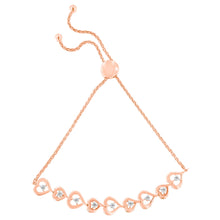 Load image into Gallery viewer, Rose Plated Sterling Silver Diamond Heart-Linked Bolo Bracelet (0.30 cttw, H-I Color, I2-I3 Clarity)
