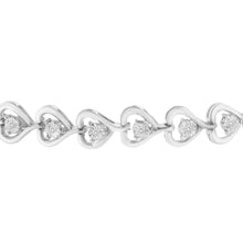 Load image into Gallery viewer, Sterling Silver Diamond Woven Heart Bolo Bracelet (0.1 cttw, H-I Color, I2-I3 Clarity)
