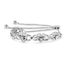 Load image into Gallery viewer, .925 Sterling Silver Miracle Set Diamond Accented Infinity Hearts 6â€-9â€ Adjustable Bolo Bracelet (H-I Color, I2-I3 Clarity)
