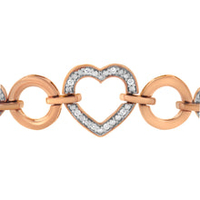 将图片加载到图库查看器，10K Rose Gold over .925 Sterling Silver 1/10 Cttw Round-Cut Diamond Heart Link Adjustable Bolo Bracelet (H-I Color, I2-I3 Clarity) - 6"-9" Adjustable
