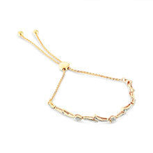 将图片加载到图库查看器，14K Yellow Gold Plated .925 Sterling Silver Diamond Accent Heart and Wave Link Bolo Bracelet (I-J Color, I2-I3 Clarity) - 6" to 9" Adjustable
