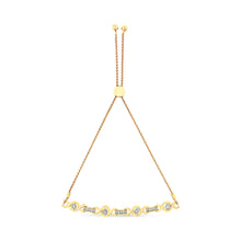 Load image into Gallery viewer, 14K Yellow Gold Plated .925 Sterling Silver Channel Set Diamond Accent Twist 4â€-10â€ Adjustable Bolo Bracelet (I-J Color, I3 Clarity)
